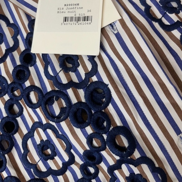 SANDRO Paris Josefine Pleated Evelet-lace midi Dress MSRP$515 - Picture 14 of 16